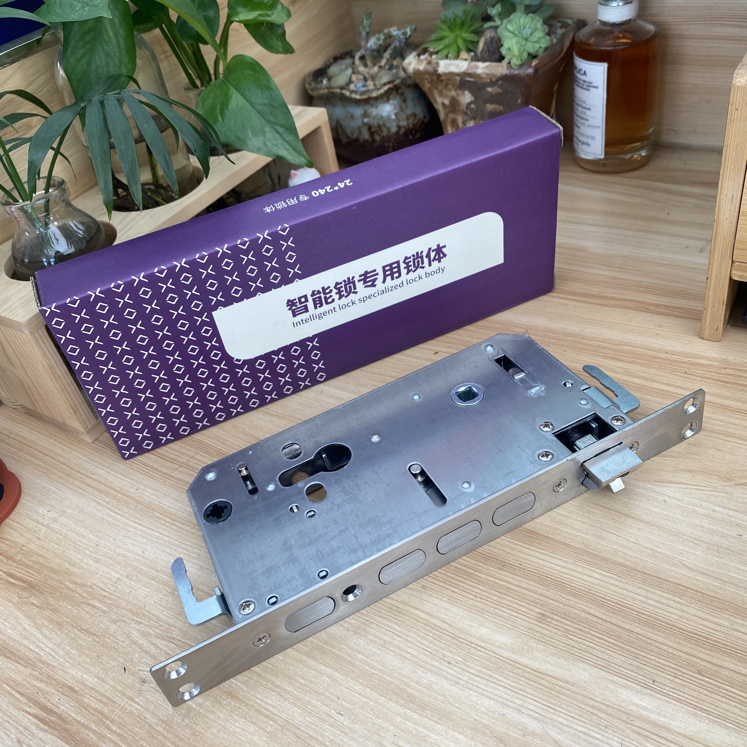 （拍一发十）指纹锁体防卡防撞全钢24X240 30X240防盗门指纹锁体