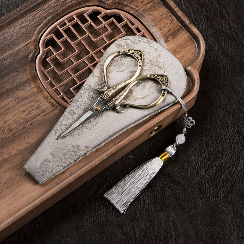 仙鹤茶剪刀家用复古茶剪尖头不锈钢小茶剪茶具配件绣花茶叶袋剪刀