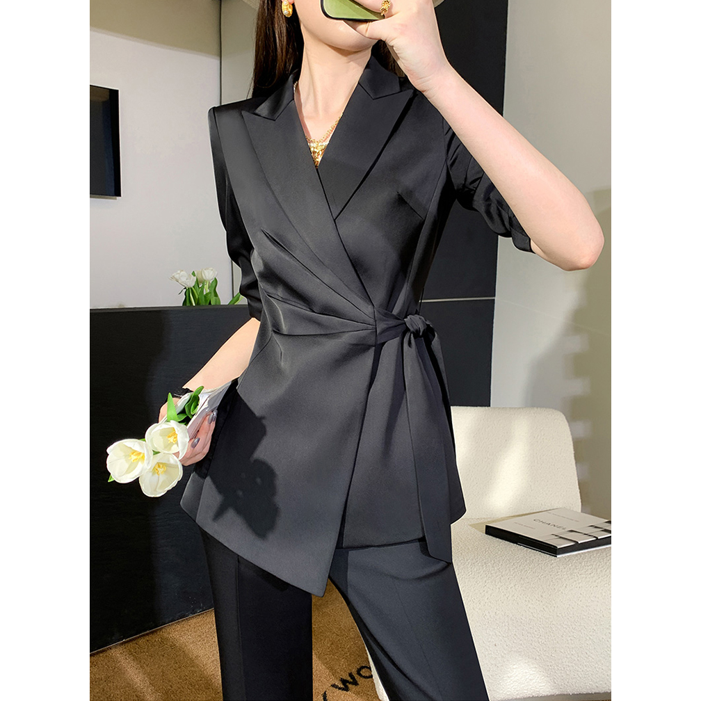 轻奢西装套装女2025新款夏季黑色职业正装高级感气质显瘦收腰西服