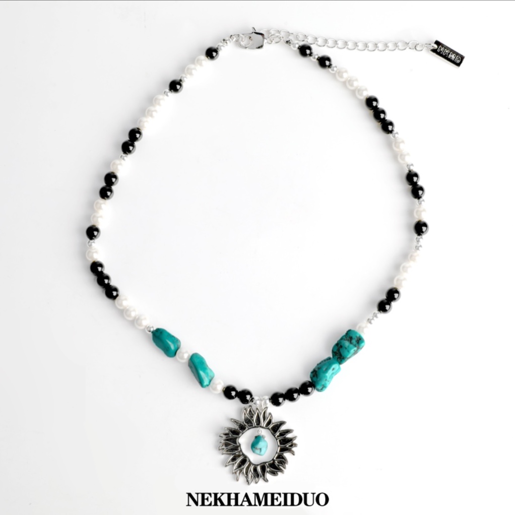 链子925银仿珍珠 【明星同款】NEKHAMEIDUO｜原“始”镂空太阳花项链