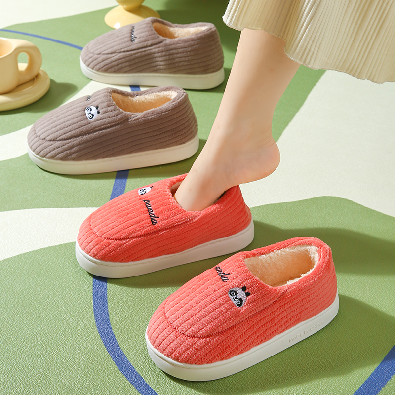 冬季棉鞋女厚软底防滑加绒保暖室内家居外穿包跟棉拖鞋男情侣