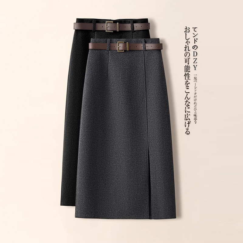 拉夏贝尔西装a字半身裙女春秋季2025年新款气质开叉直筒包臀裙子