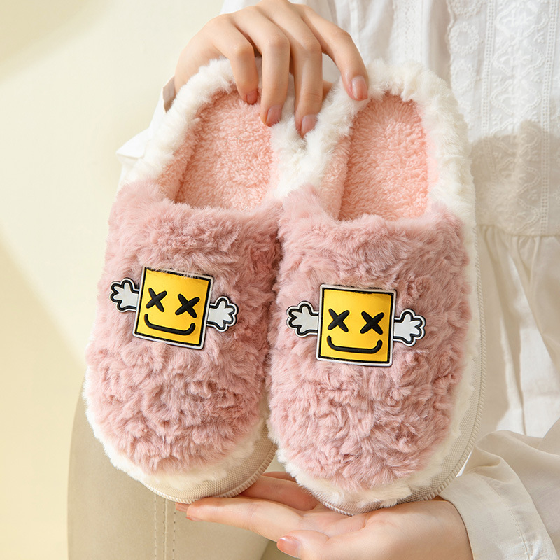 卡通毛绒棉拖鞋女男冬季保暖宿舍室内棉拖防滑大厚底踩屎感棉拖鞋