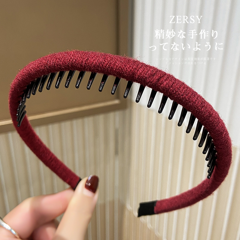 秋冬高级感新款毛线长齿发箍防滑蓬松高颅顶压发头箍发卡发捆头饰