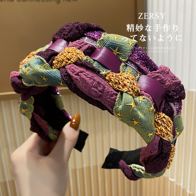 Zersy/佐希高颅顶发箍女2025新款复古编织宽边头箍显脸小发卡头饰