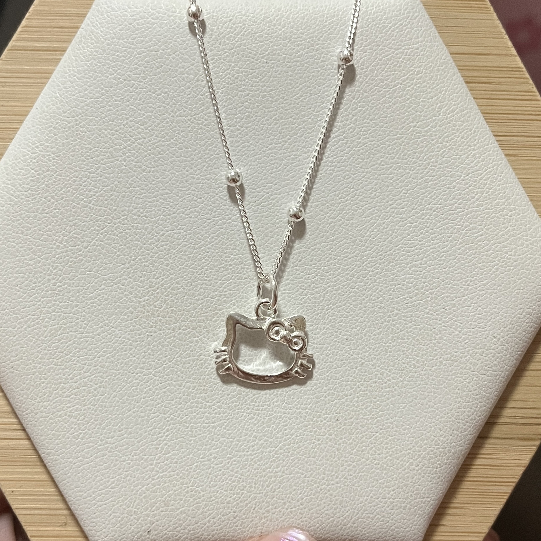 坠链均足银 纯银helloKittykt猫项链少女心甜美闺蜜同款小众银饰