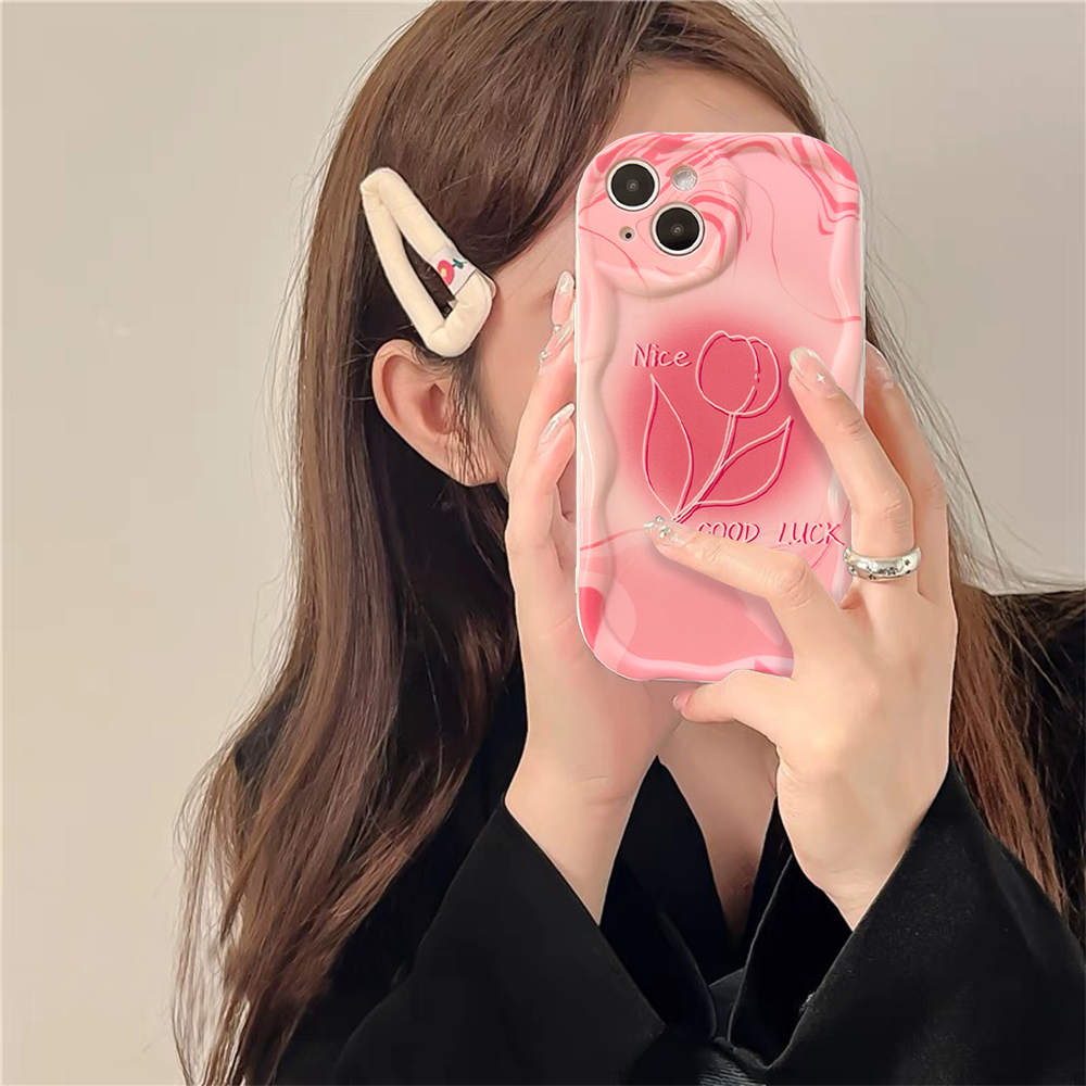 适用苹果/华为/OPPO/VIVO/小米F 小众高级渐变晕染郁金香手机壳女