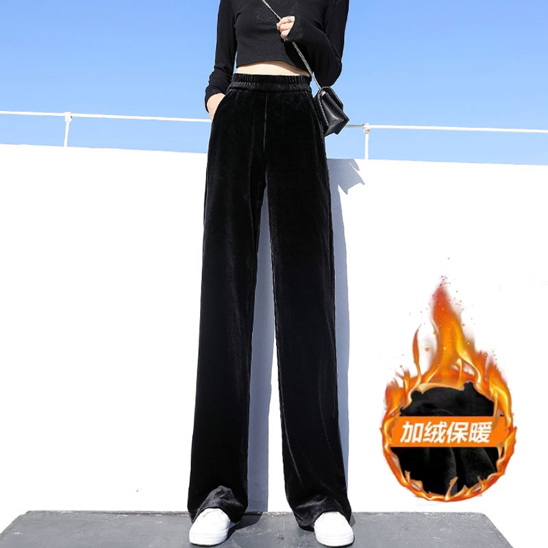 金丝绒阔腿裤女加绒裤子女款爆款2025新款秋冬高腰垂感丝绒直筒裤