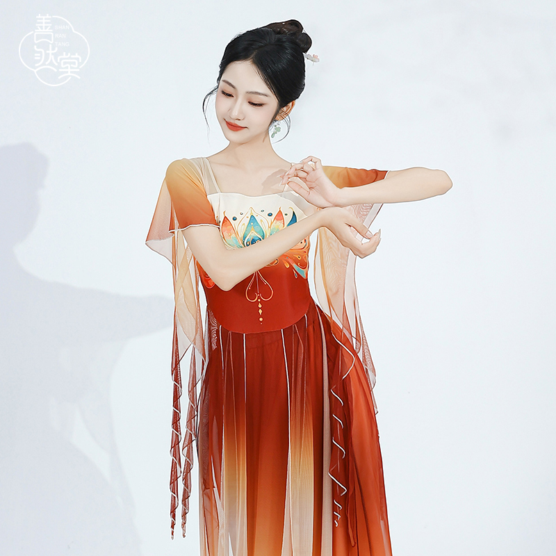 善然堂古典舞服装秋季新款齐胸襦裙中国舞舞蹈服女飘逸纱衣演出服