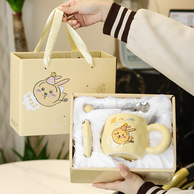 乌萨奇陶瓷喝水杯耐高温家用生日礼物送闺蜜男女友姐妹可爱礼品