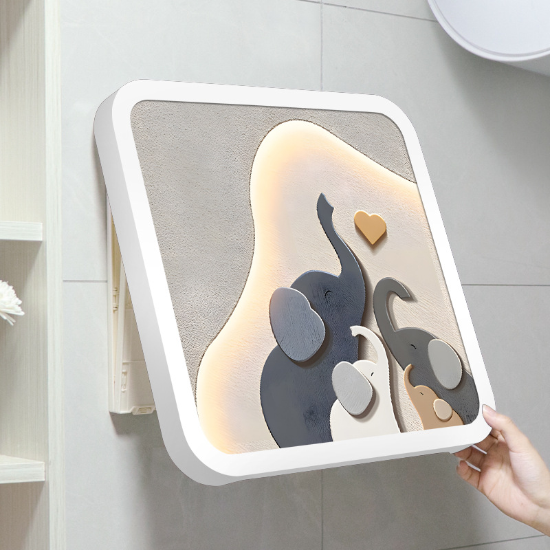 浴室壁画收纳箱免打孔卫生间收纳柜洗澡放衣服神器折叠壁挂置物架