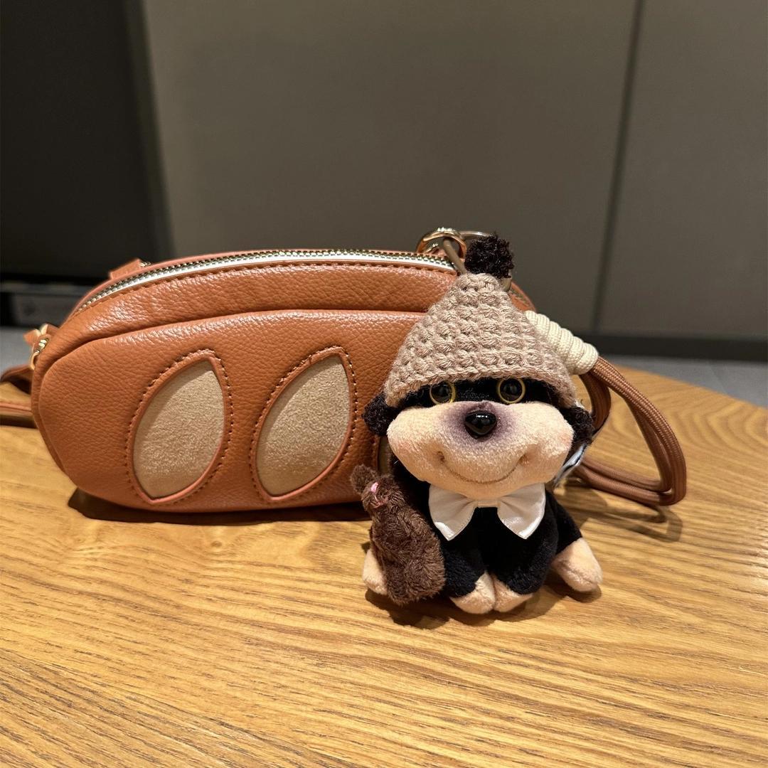 抱兔卡其帽小柴犬毛绒挂件包包挂饰钥匙扣卡通小狗公仔创意礼物女