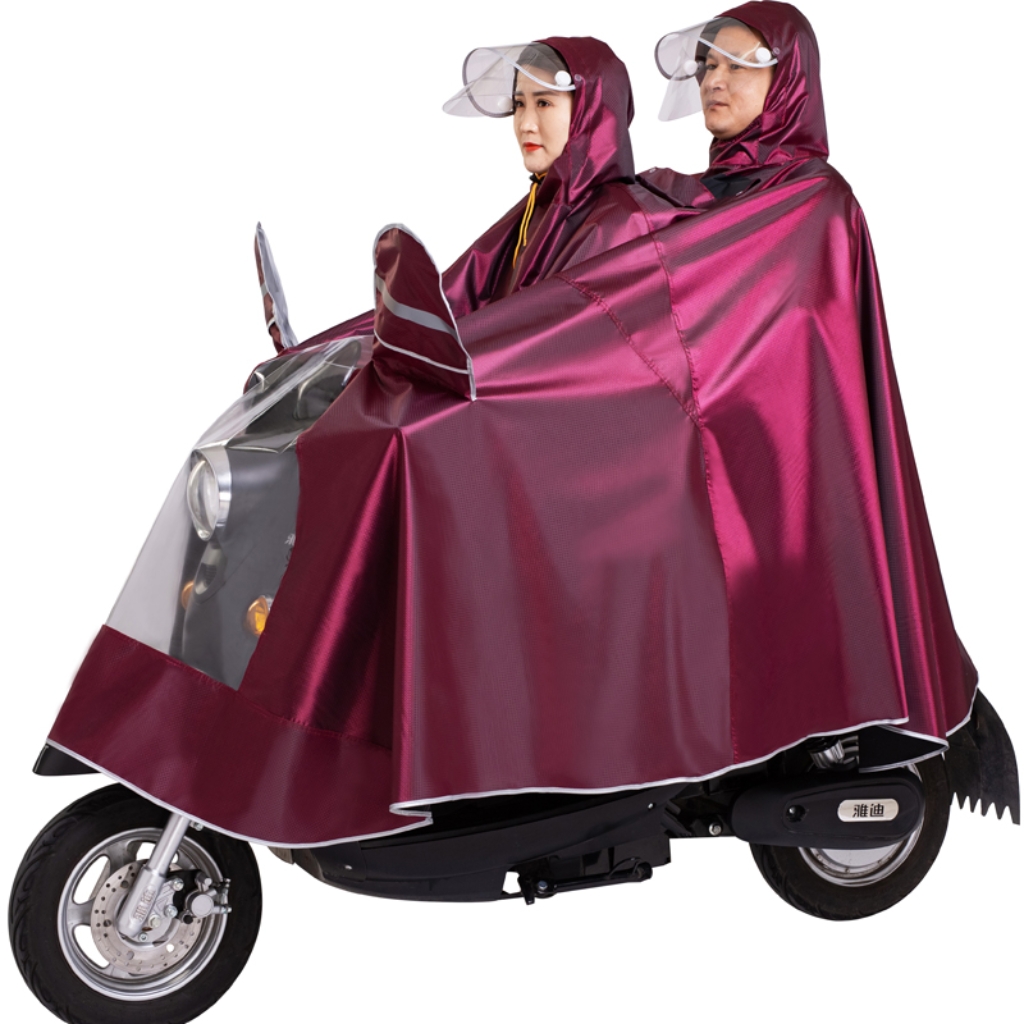 双人电动车男女加大长款加厚雨披摩托车电瓶车双人遮脚特大特大号