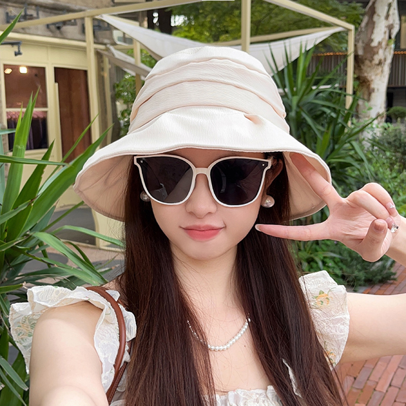 Dorain/朵澜2025新款渔夫帽设计感小众褶皱盆帽夏季遮阳帽防晒帽