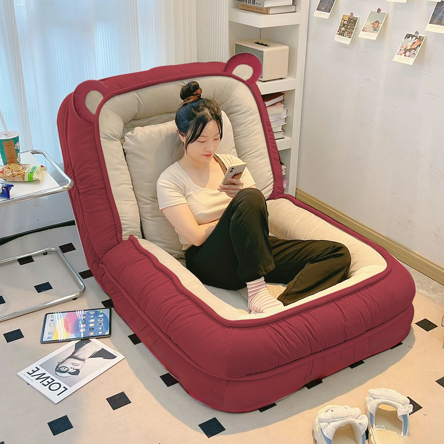 人类沙发床狗窝折叠懒人卧室沙发单人双人巨大阳台榻榻米网红房间