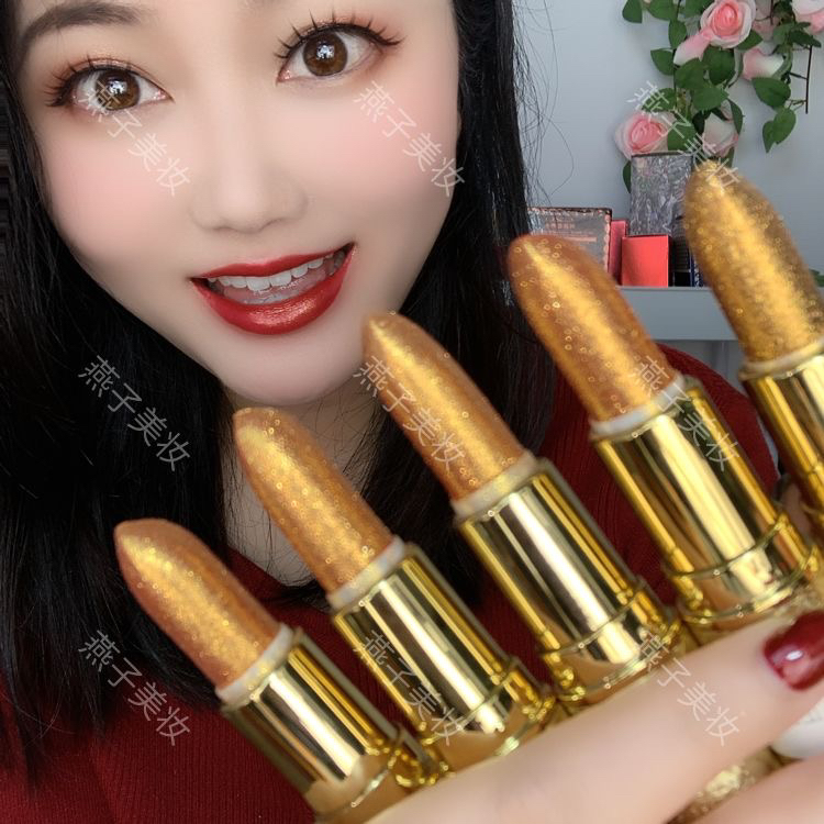 sherffy珠光亮闪闪滋润口红防水补水显白不沾杯不掉色防干裂温感