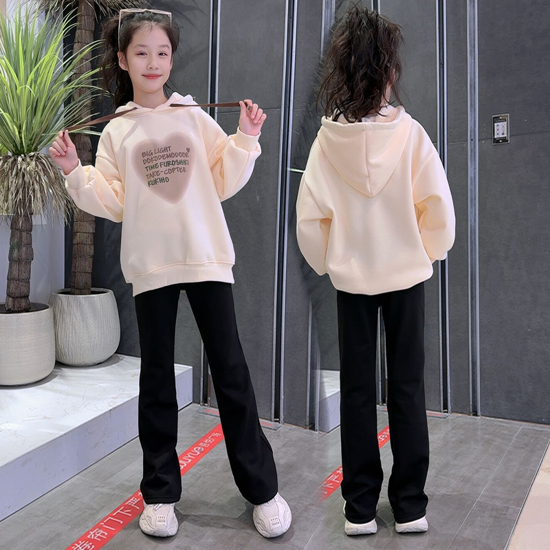连帽女童卫衣套装秋装新款儿童韩版时尚休闲中大童学生潮款上衣服