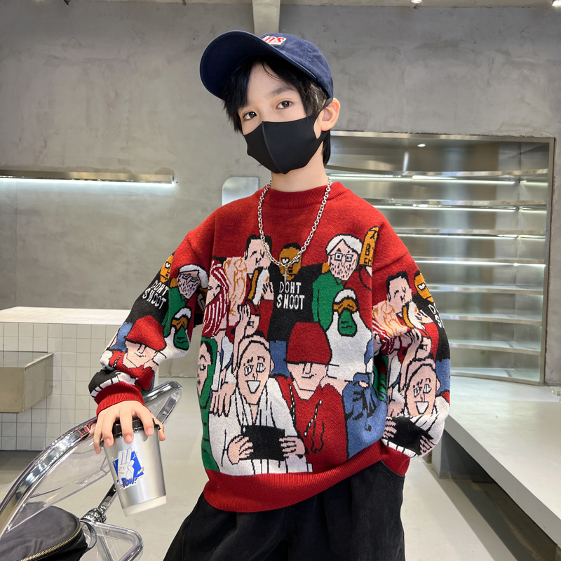 儿童装男童加绒毛衣针织秋冬款2025新款男孩加厚大童打底衫冬季潮