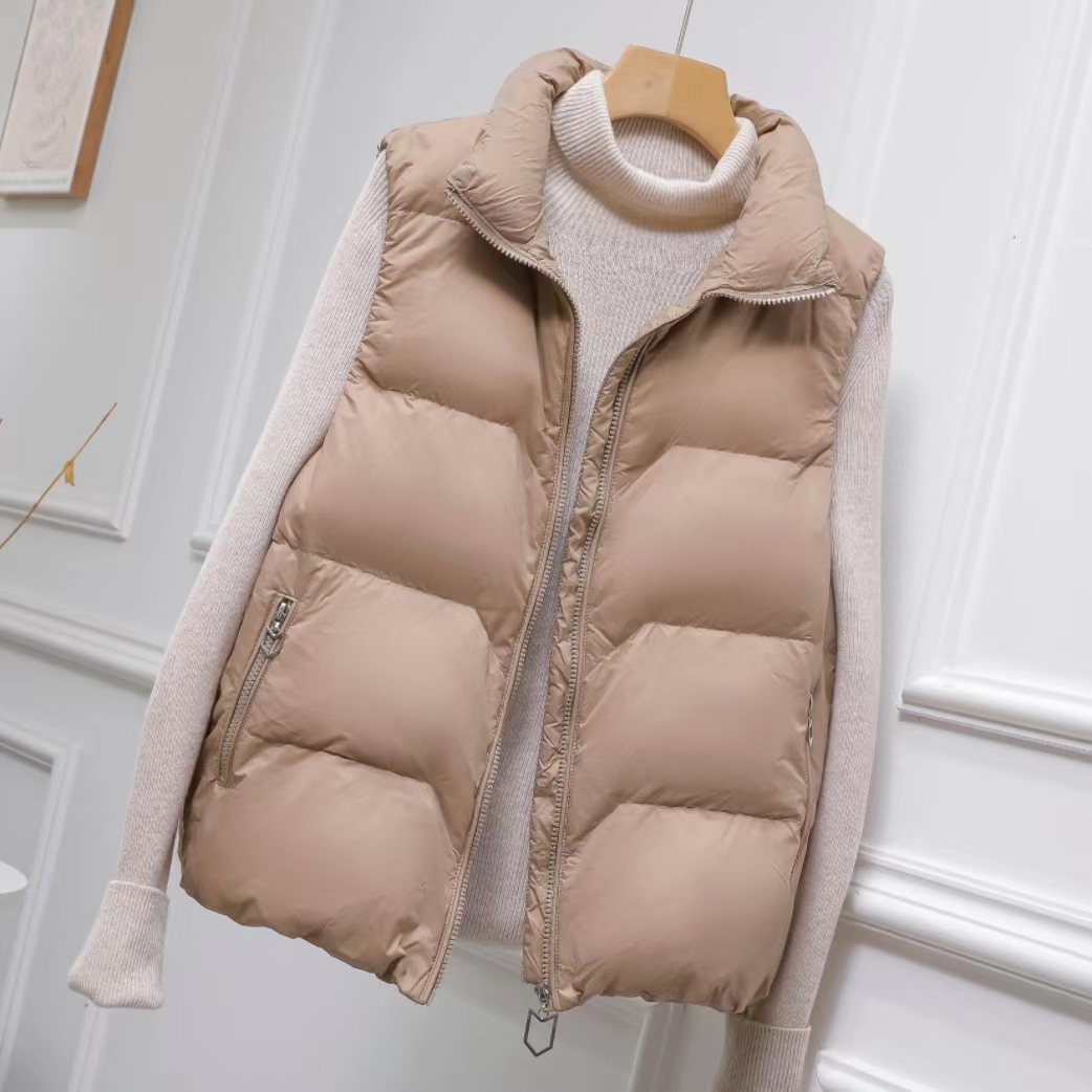 新品秋冬白鸭绒马甲女短款显瘦修身时尚羽绒马夹女士保暖立领休闲
