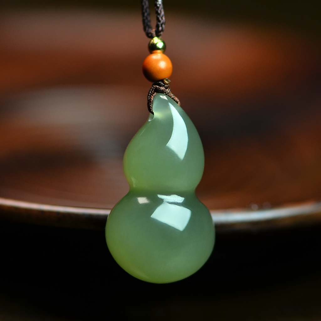 天然和田玉石小葫芦编绳吊坠男女宝宝小孩满月礼物女款精美挂坠