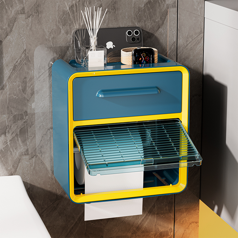 卫生间厕纸盒免打孔防水厕所纸巾盒壁挂式卷纸架卫生纸置物架好物