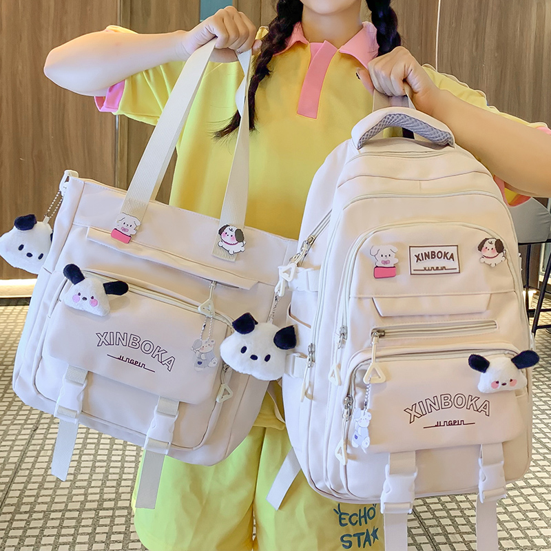 韩版百搭书包女初中生高中生背包小学生三到六年级轻便双肩包夏季