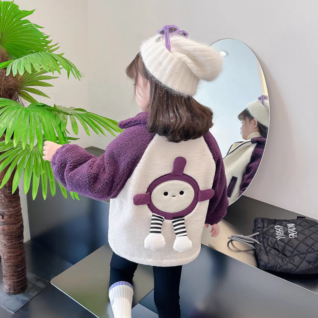 女童冬装外套2024新款儿童加绒女宝宝秋冬款加厚洋气小女孩毛毛衣