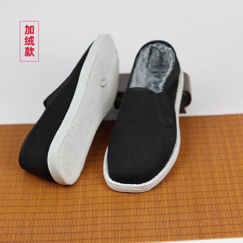 秋冬保暖加绒男款纳底吸汗透气开车鞋千层底布鞋老北京工艺一脚蹬