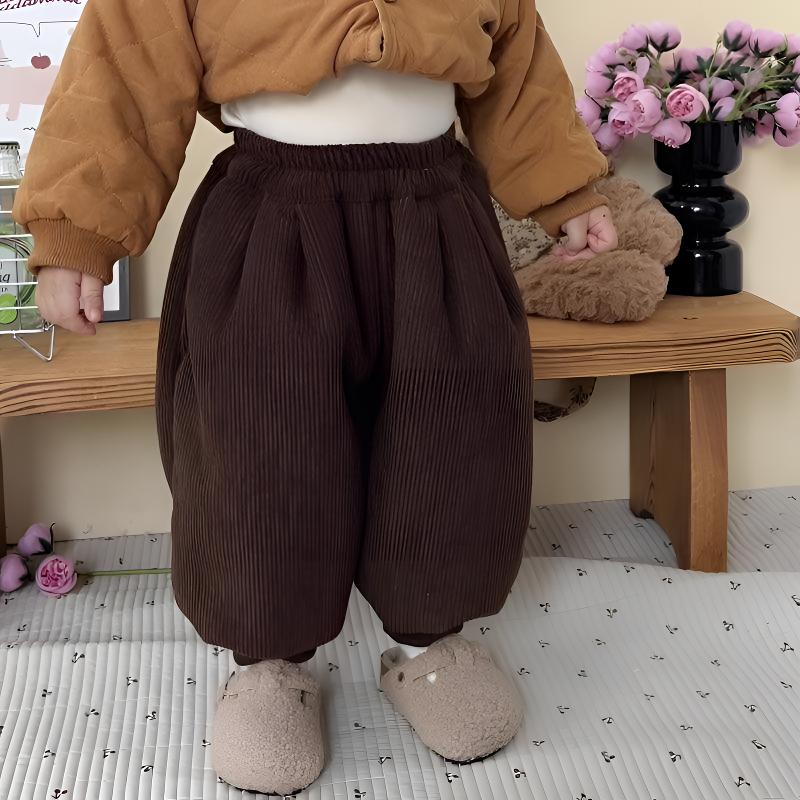 男童女童宝宝加绒裤子冬季新款小童灯芯绒长裤儿童宽松加厚休闲裤