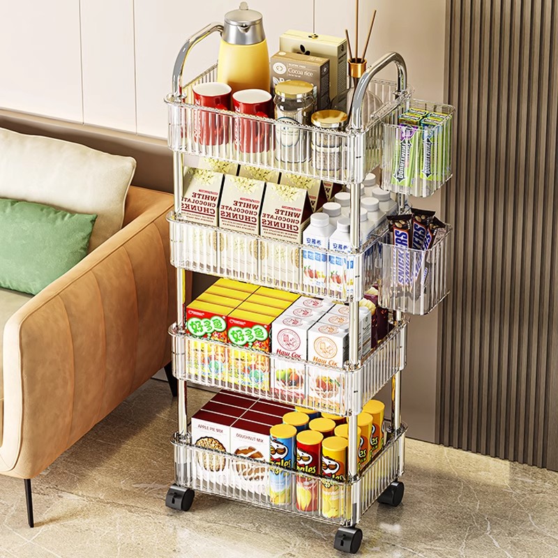 置物架落地小推车夹缝移动透明亚克力杂物家庭分层多功能收纳架子