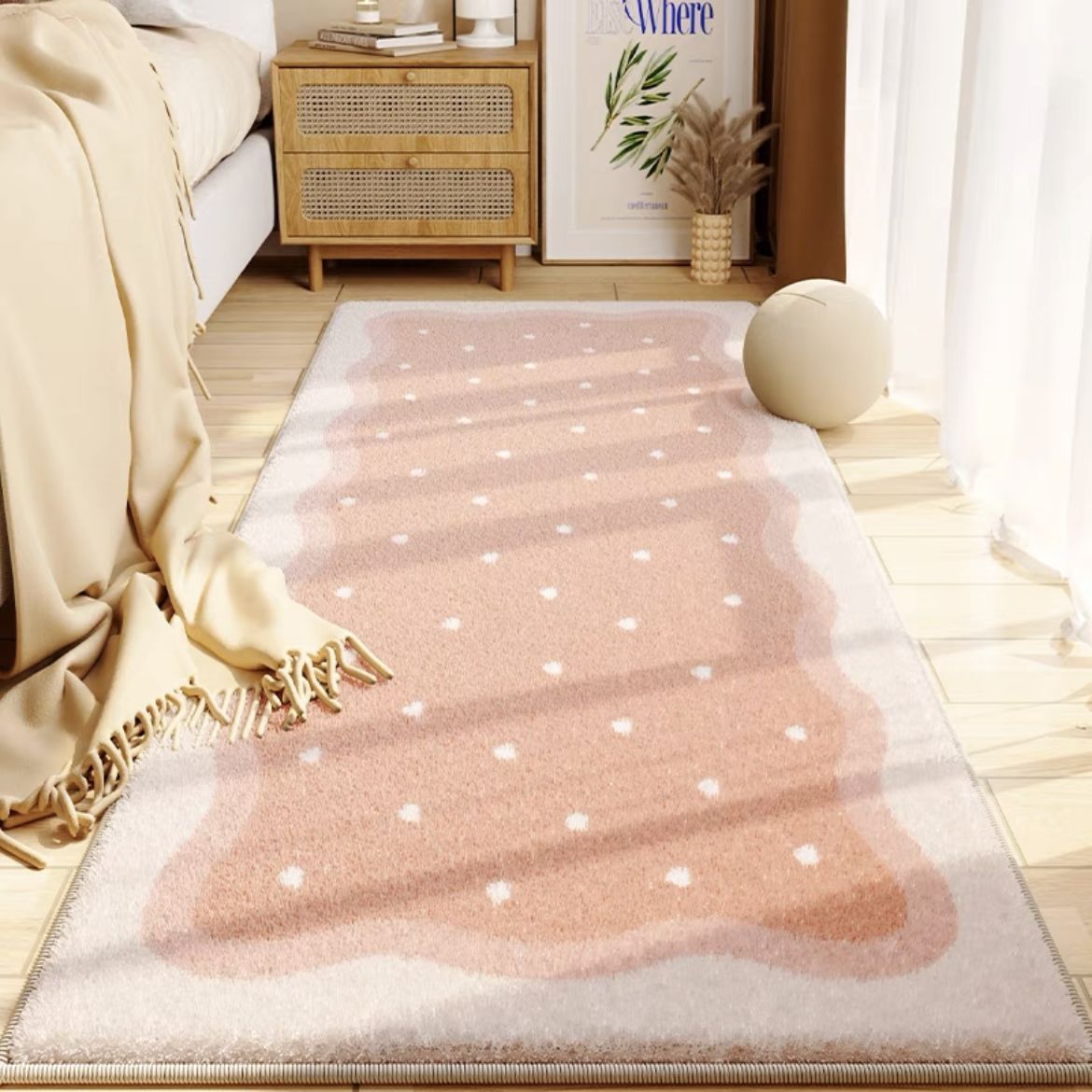 卧室床边地毯主卧床前脚垫房间高级感防滑地垫长条地垫垫子可机洗