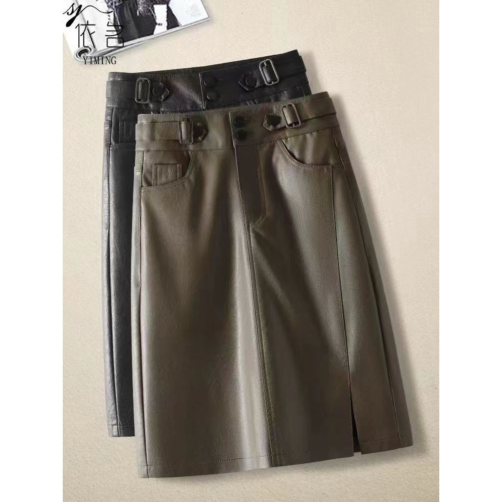 2025年秋冬新款小皮裙女女士PU皮裙外穿显瘦气质a字裙高腰半身裙