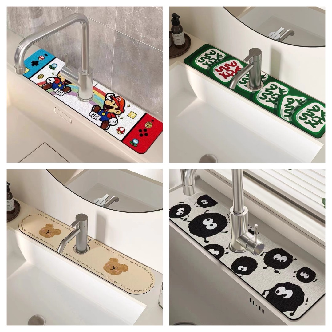 水龙头吸水垫洗手台垫硅藻泥皮革吸水防滑防霉家用速干免洗防溅垫