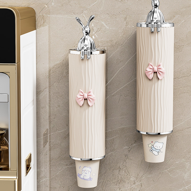 一次性杯子取杯器放纸杯桶杯架装水杯收纳储物盒防尘置物架子神器