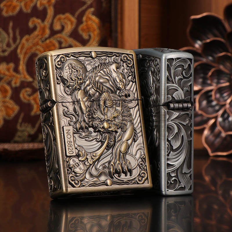 ZORRO佐罗唐草貔貅重盔甲浮雕煤油防风打火机送男女生日礼物礼品