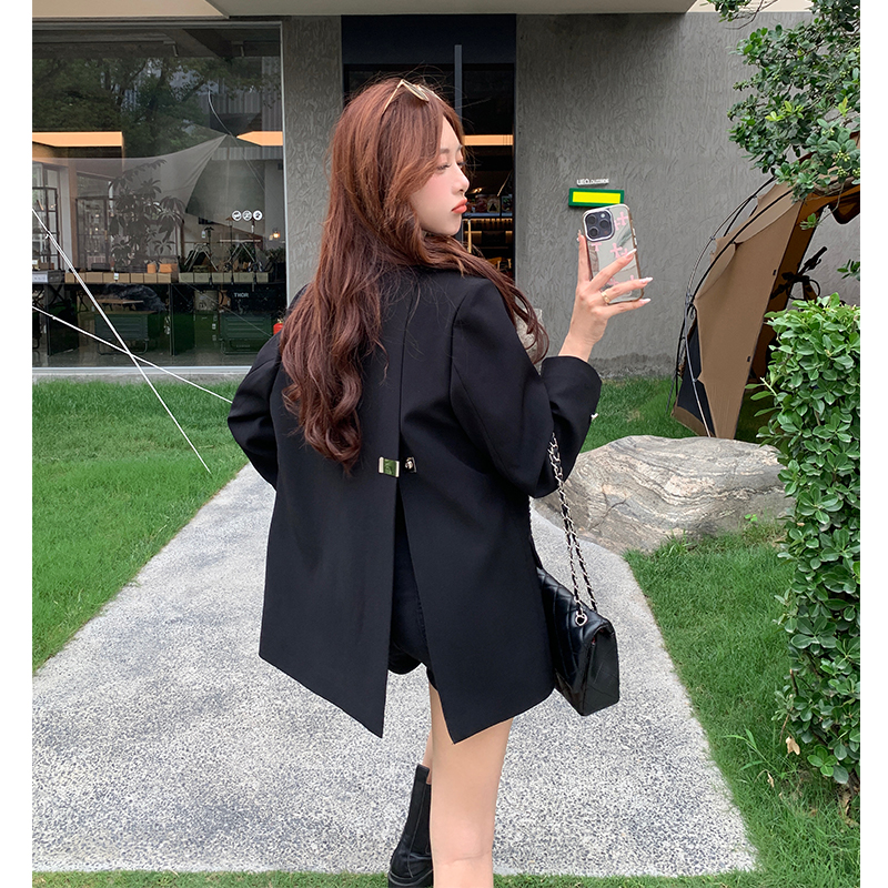 小蚂蚁后开叉黑色西装外套女士高端女神范气质休闲春秋新款小西服