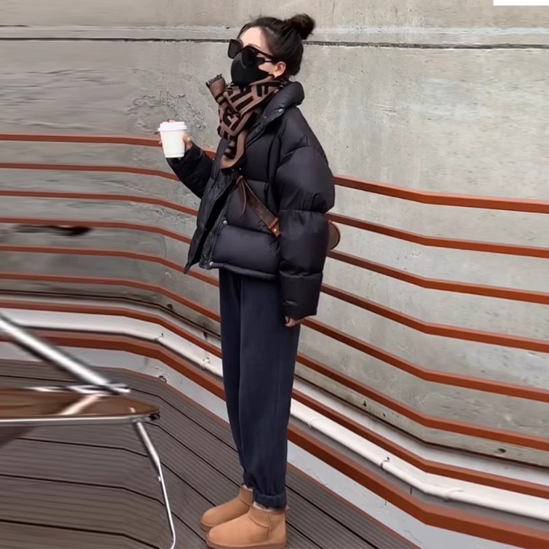 黑色短款90白鸭绒羽绒服女冬2025新款高级感加厚保暖小个子外套