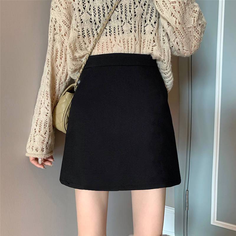 毛呢短裙女秋冬季外穿2025新款高腰显瘦防走光A字百搭包臀半身裙1