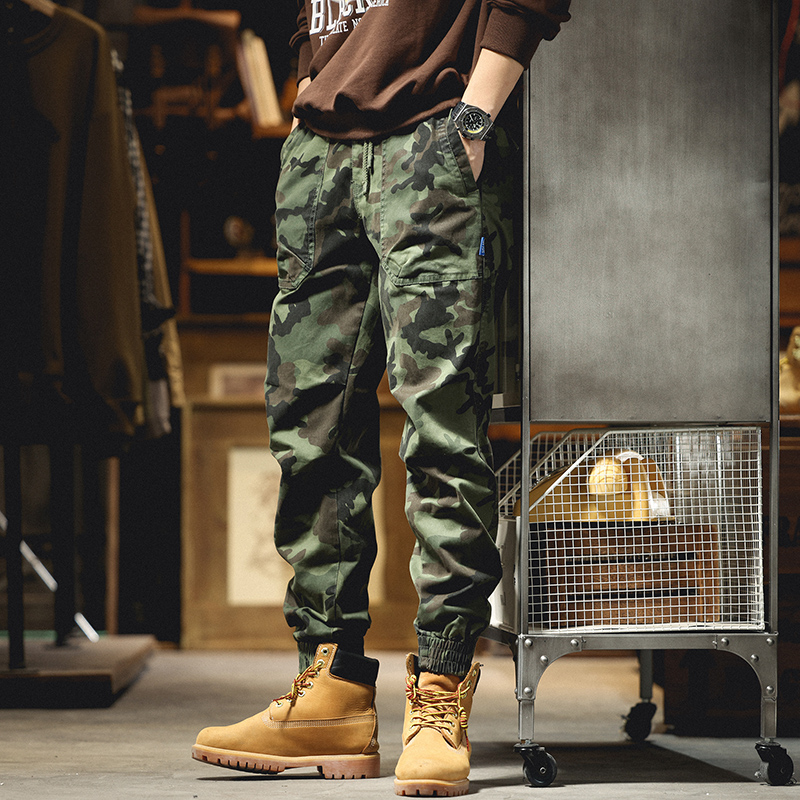 重磅束脚工装裤男长裤多口袋迷彩裤宽松帆布休闲户外大码男士军旅
