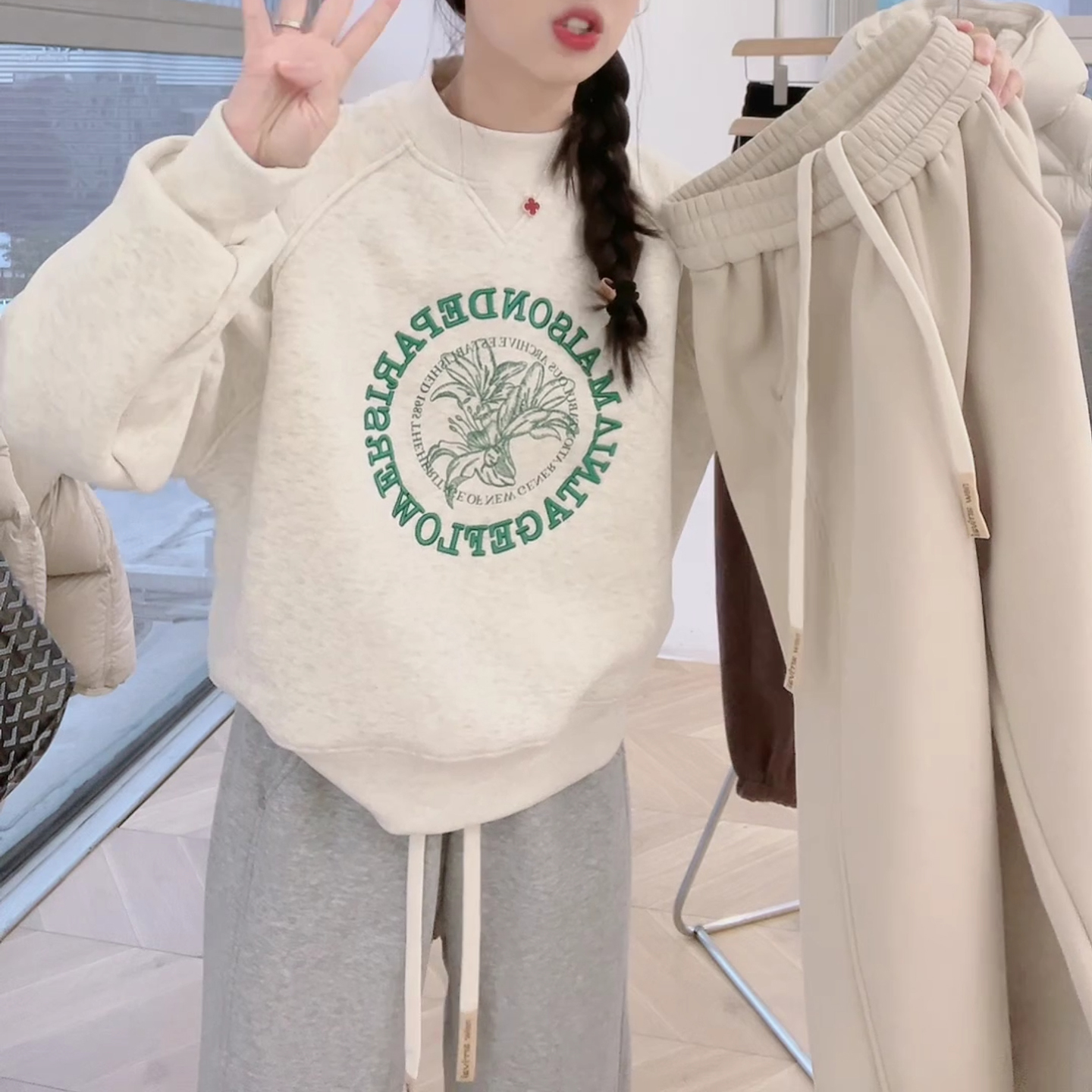 2025冬季新款刺绣加绒款冬款重磅冬季韩版秋冬加绒卫衣LK2500816