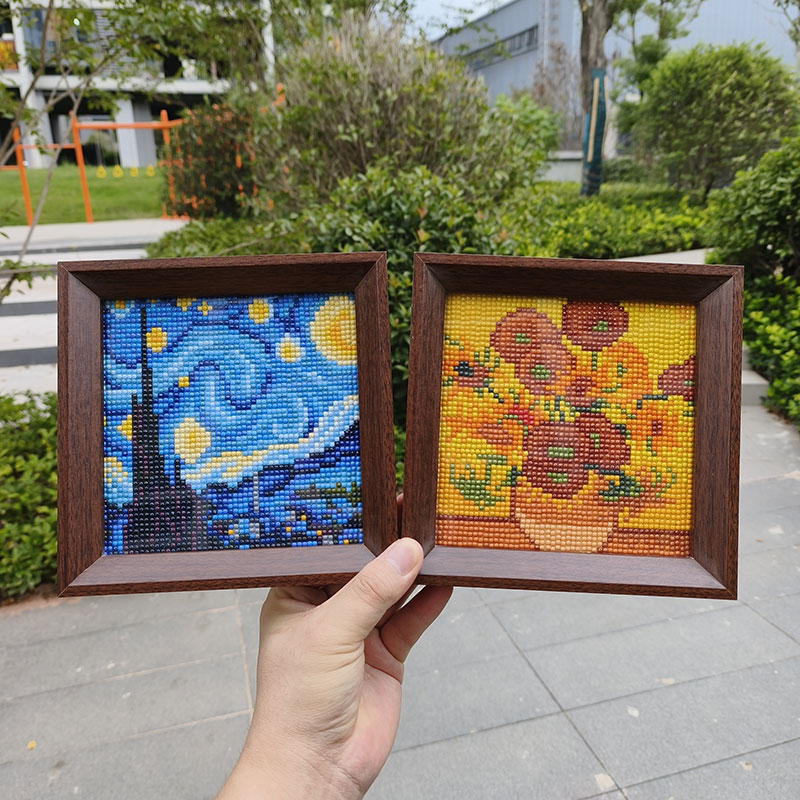 梵高星月钻石画手工diy贴画新款小件2024小摆台卧室客厅点贴带框