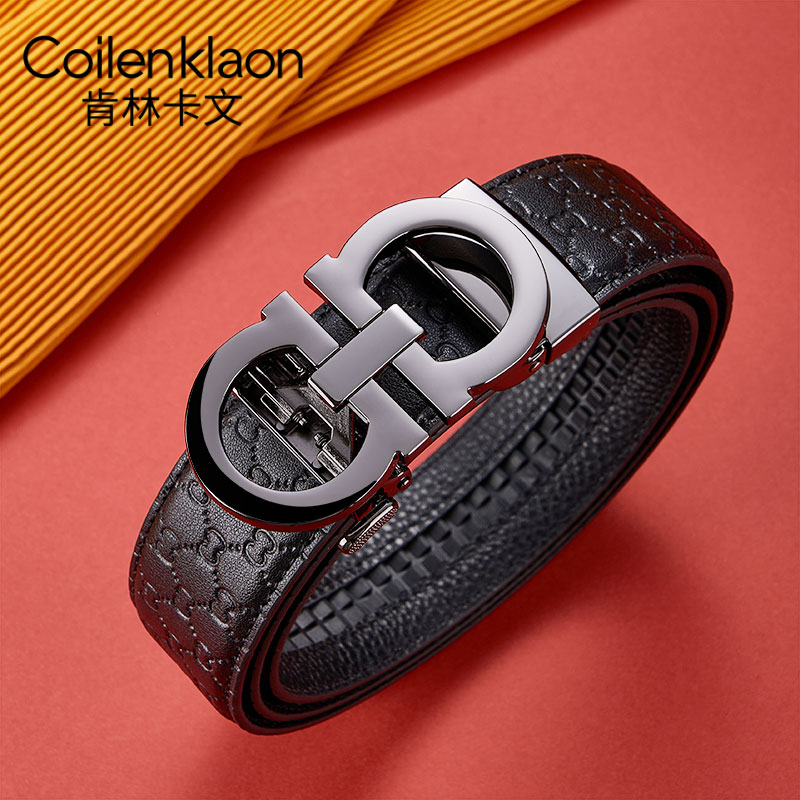 Coilenklaon法国品牌正品男士真牛皮皮带自动扣腰带送男友老公