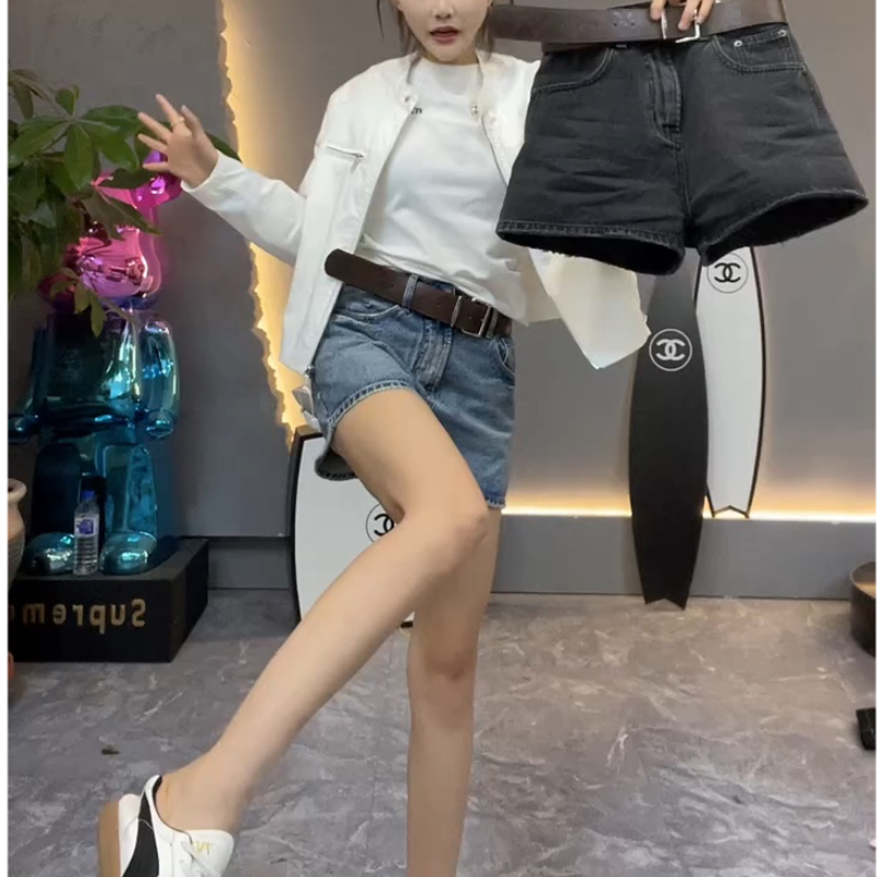 Aimeerosa/艾洛莎夏季休闲牛仔短裤新款女高腰宽松显瘦A字阔腿裤