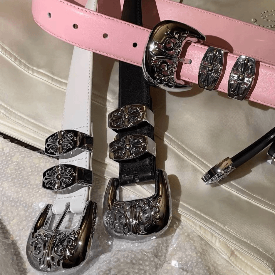 美式百搭个性时髦金属镂空新款腰带配饰二层牛皮女士皮带