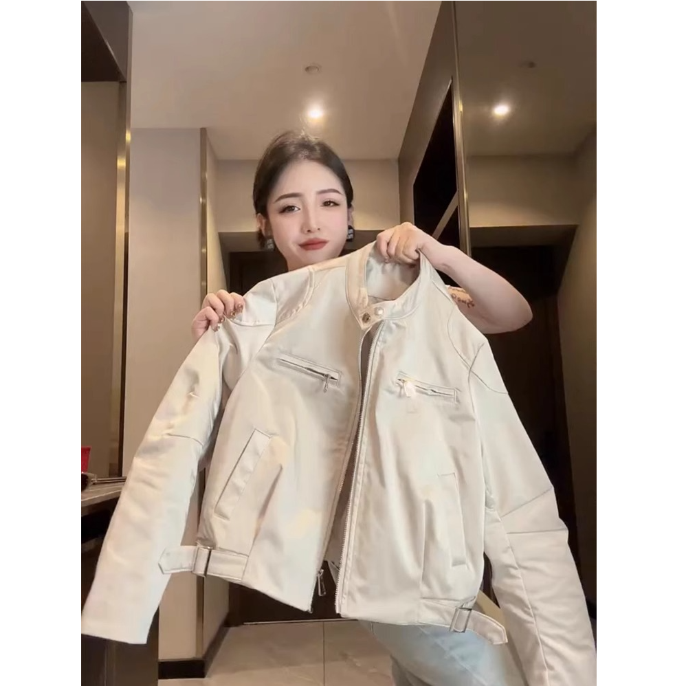 美式复古设计感机车服夹克外套女2025春秋新款时尚纯色短款棒球服