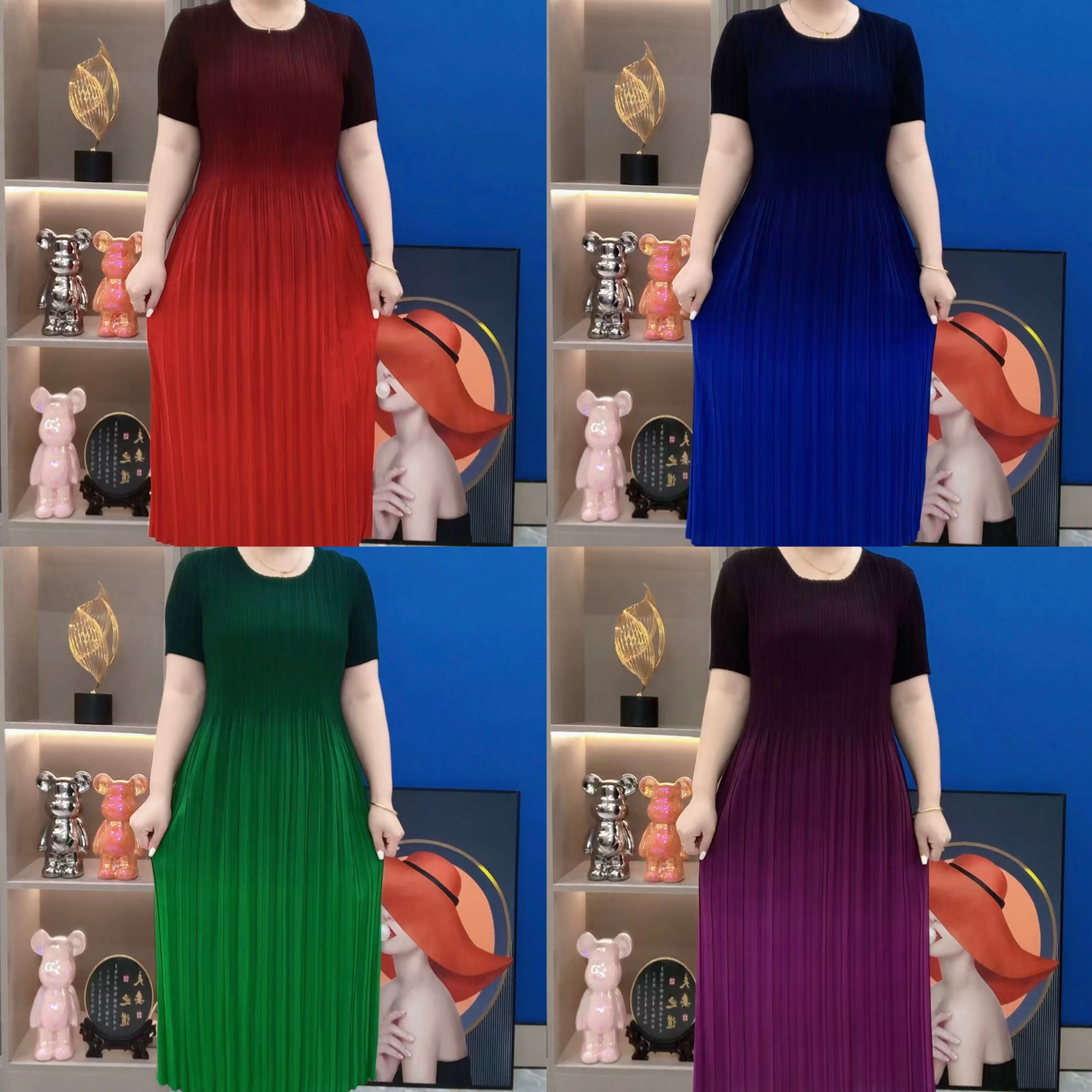 夏季新款长款加肥加大胖妈妈连衣裙