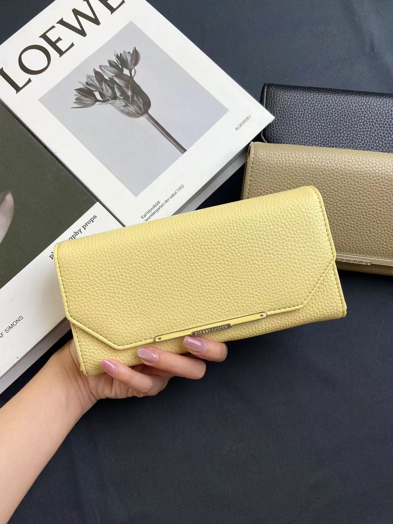 迪雅路【长款钱包】糖果色 大两层大容量荔枝纹软皮高档女士 招财黄