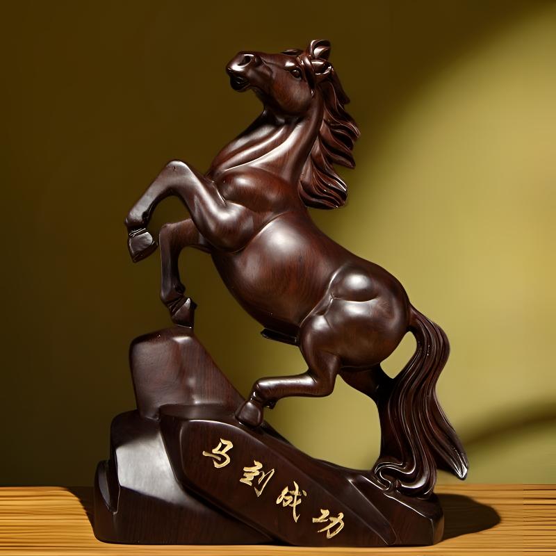 黑檀实木雕刻马摆件木头生肖马到成功家居客厅装饰工艺品开业送礼