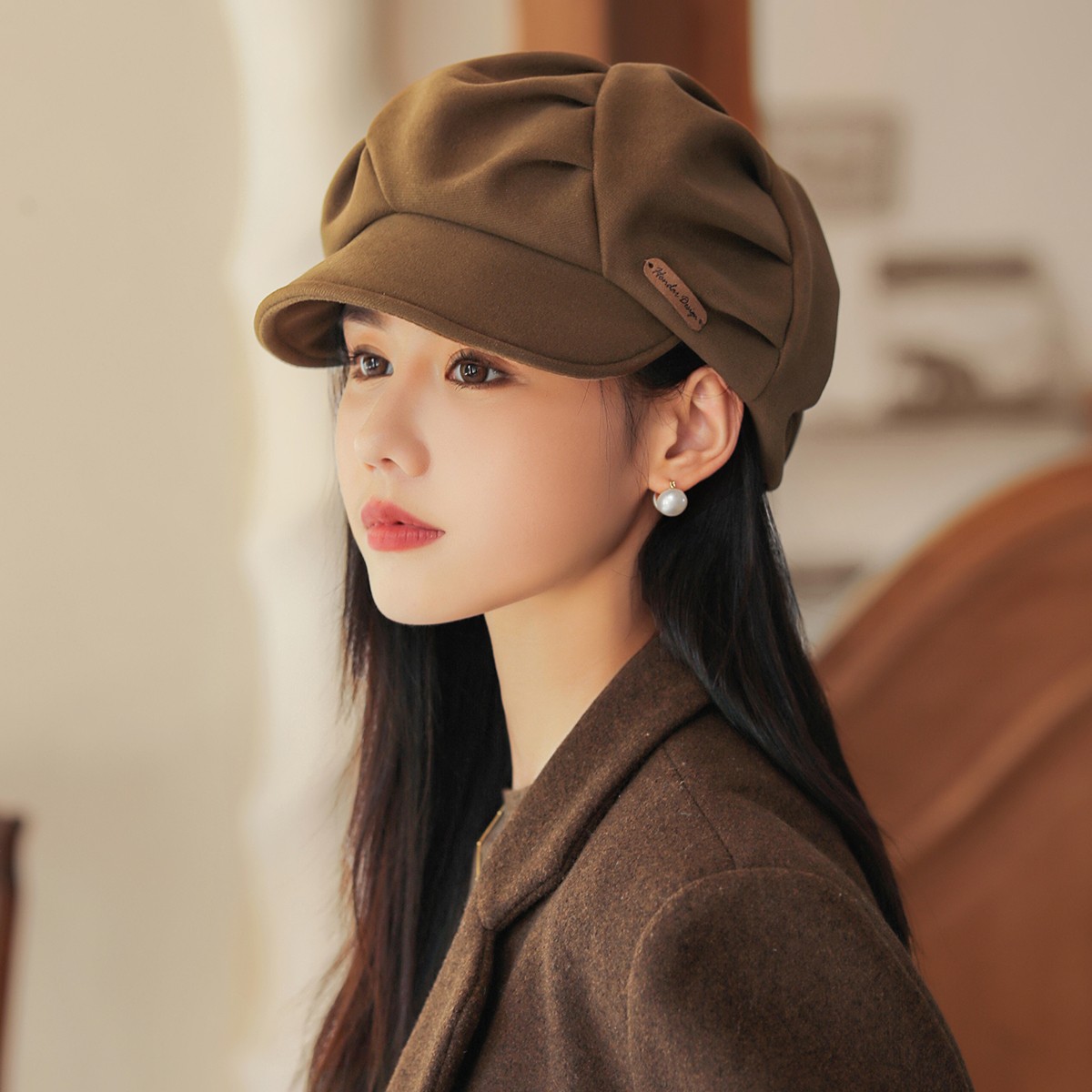 帽子女2025新款爆款洋气贝雷八角帽秋冬韩版显脸小大头百搭云朵帽