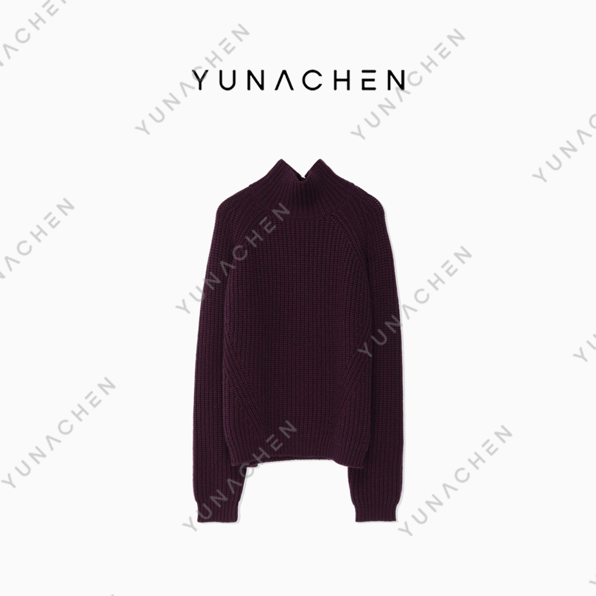 YUNACHEN【紫红】ZI11新款高档紫色半高领女套头针织衫693-J24MY033